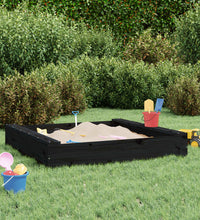 Sandkasten mit Sitzen Schwarz Quadratisch Massivholz Kiefer