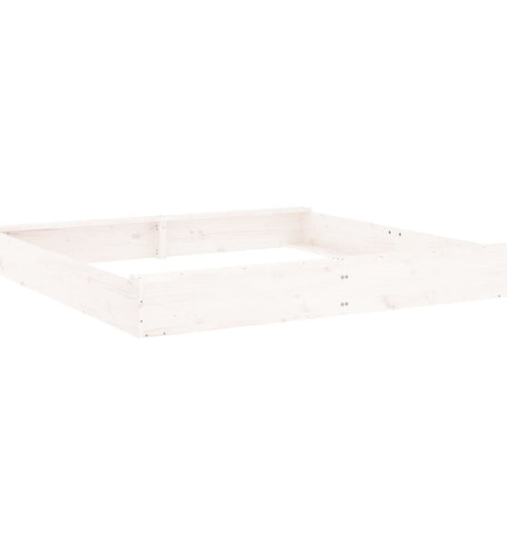 Sandkasten mit Sitzen Weiß Quadratisch Massivholz Kiefer