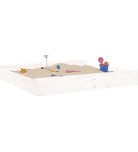 Sandkasten mit Sitzen Weiß Quadratisch Massivholz Kiefer