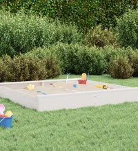 Sandkasten mit Sitzen Weiß Quadratisch Massivholz Kiefer