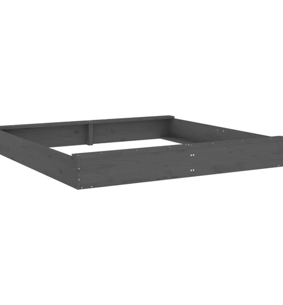 Sandkasten mit Sitzen Grau Quadratisch Massivholz Kiefer