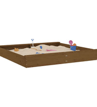 Sandkasten mit Sitzen Honigbraun Quadratisch Massivholz Kiefer