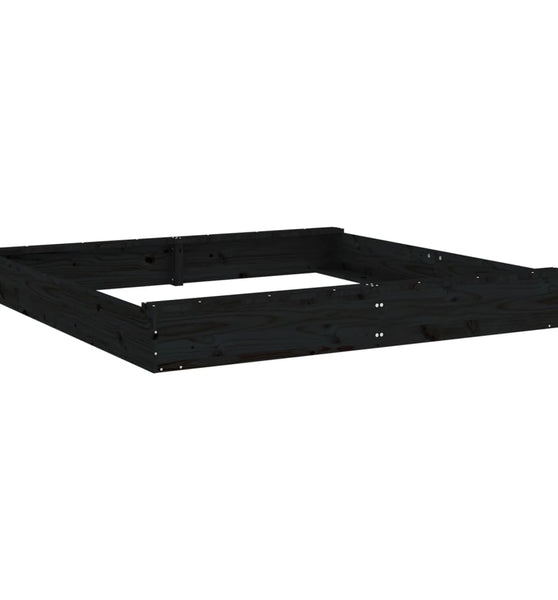 Sandkasten mit Sitzen Schwarz Quadratisch Massivholz Kiefer