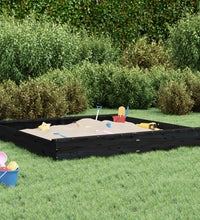 Sandkasten mit Sitzen Schwarz Quadratisch Massivholz Kiefer