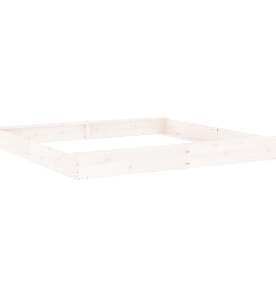 Sandkasten mit Sitzen Weiß Quadratisch Massivholz Kiefer