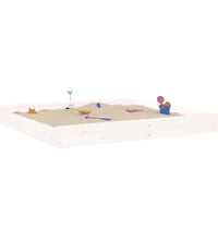 Sandkasten mit Sitzen Weiß Quadratisch Massivholz Kiefer