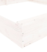 Sandkasten mit Sitzen Weiß Quadratisch Massivholz Kiefer