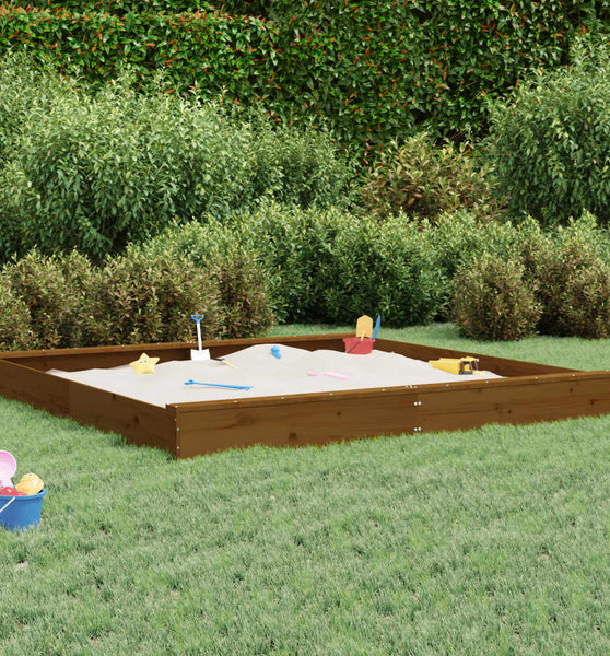 Sandkasten mit Sitzen Honigbraun Quadratisch Massivholz Kiefer