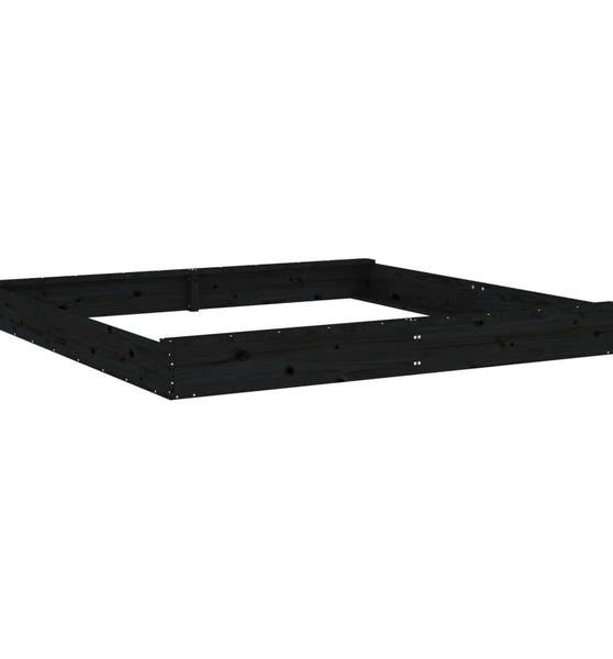 Sandkasten mit Sitzen Schwarz Quadratisch Massivholz Kiefer