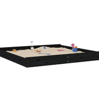 Sandkasten mit Sitzen Schwarz Quadratisch Massivholz Kiefer