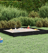 Sandkasten mit Sitzen Schwarz Quadratisch Massivholz Kiefer