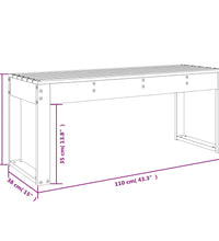 Gartenbank Grau 110x38x45 cm Massivholz Kiefer