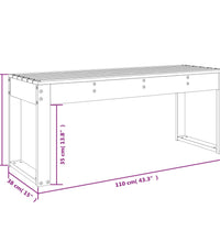 Gartenbank Schwarz 110x38x45 cm Massivholz Kiefer