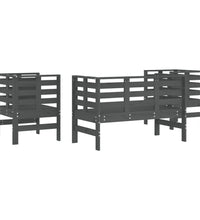 3-tlg. Garten-Lounge-Set Grau Massivholz Kiefer