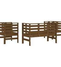 3-tlg. Garten-Lounge-Set Honigbraun Massivholz Kiefer