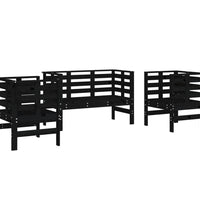 3-tlg. Garten-Lounge-Set Schwarz Massivholz Kiefer