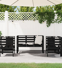 3-tlg. Garten-Lounge-Set Schwarz Massivholz Kiefer