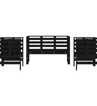 3-tlg. Garten-Lounge-Set Schwarz Massivholz Kiefer