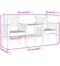 Gartenbank mit Tisch 2-Sitzer Massivholz Douglasie