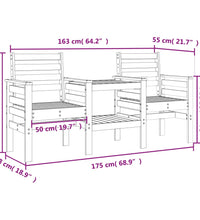 Gartenbank mit Tisch 2-Sitzer Massivholz Douglasie