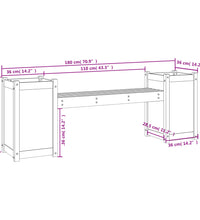 Gartenbank mit Pflanzkübeln 180x36x63 cm Massivholz Kiefer