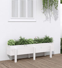 Hochbeet Weiß 121x30x38 cm Massivholz Kiefer