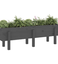 Hochbeet Grau 121x30x38 cm Massivholz Kiefer