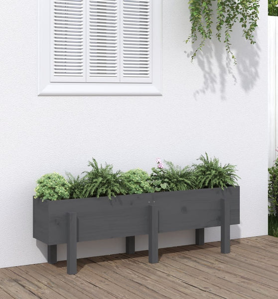 Hochbeet Grau 121x30x38 cm Massivholz Kiefer
