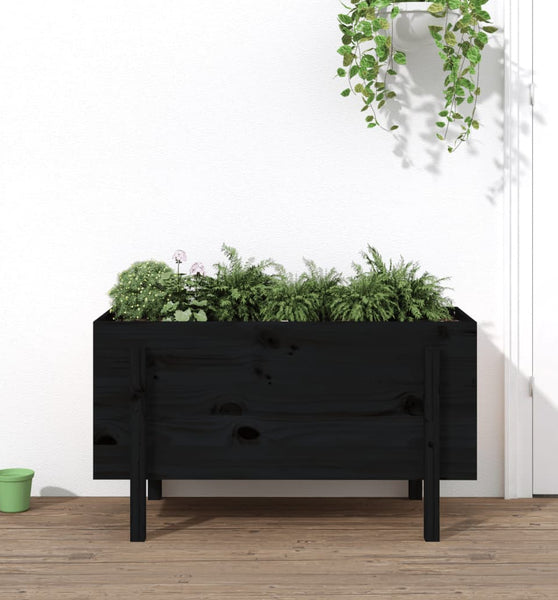 Hochbeet Schwarz 101x50x57 cm Massivholz Kiefer