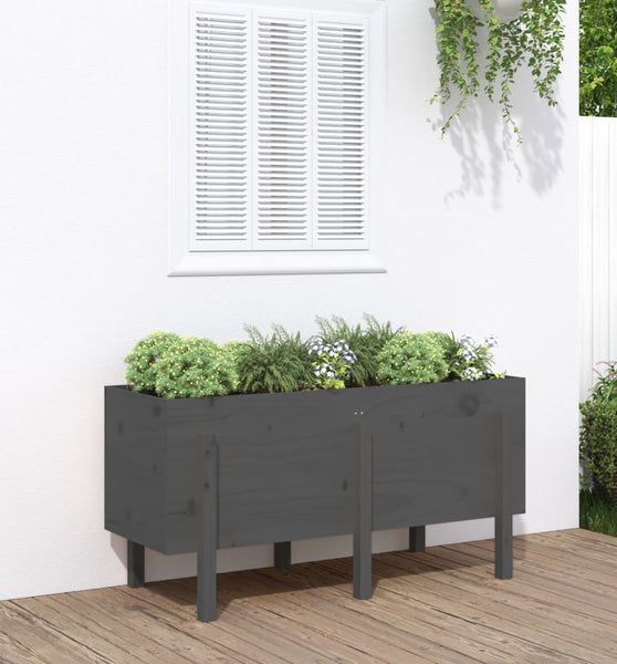 Hochbeet Grau 121x50x57 cm Massivholz Kiefer
