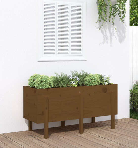 Hochbeet Honigbraun 121x50x57 cm Massivholz Kiefer
