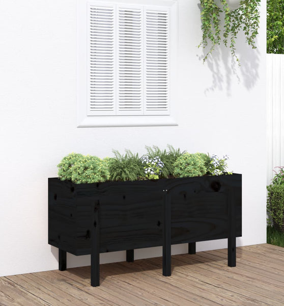 Hochbeet Schwarz 121x50x57 cm Massivholz Kiefer
