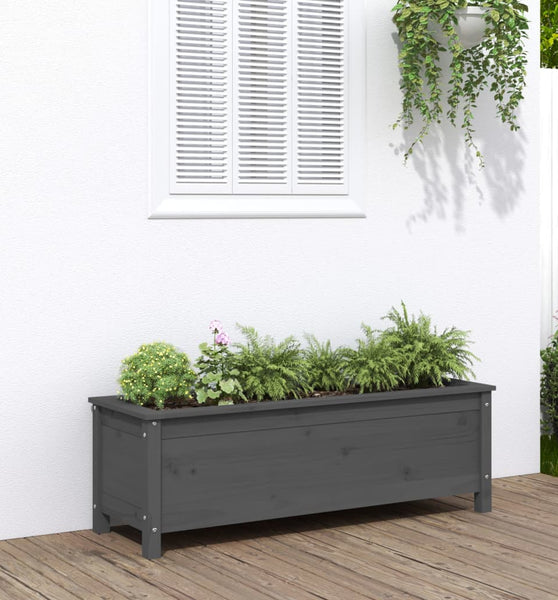 Hochbeet Grau 119,5x40x39 cm Massivholz Kiefer
