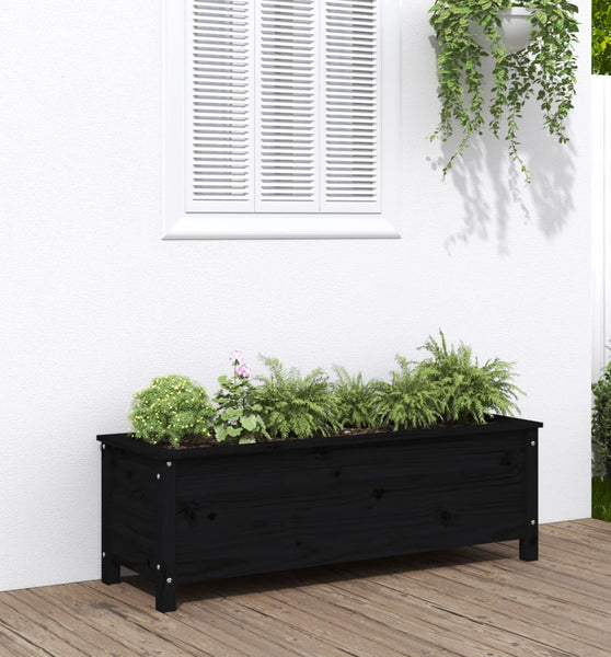 Hochbeet Schwarz 119,5x40x39 cm Massivholz Kiefer
