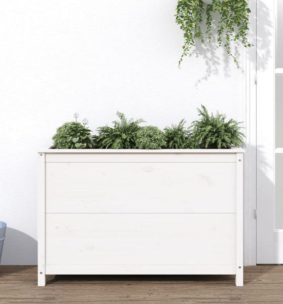 Hochbeet Weiß 119,5x40x78 cm Massivholz Kiefer