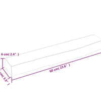 Wandregal 60x10x6 cm Massivholz Eiche Unbehandelt