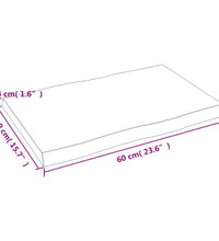 Tischplatte 60x40x(2-4) cm Massivholz Unbehandelt Baumkante