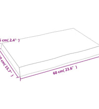 Tischplatte 60x40x(2-6) cm Massivholz Unbehandelt Baumkante