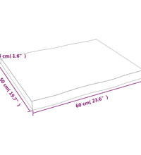 Tischplatte 60x50x(2-4) cm Massivholz Unbehandelt Baumkante