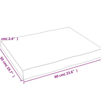 Tischplatte 60x50x(2-6) cm Massivholz Unbehandelt Baumkante