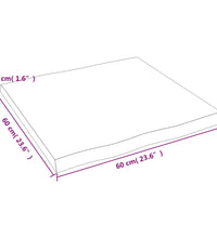 Tischplatte 60x60x(2-4) cm Massivholz Unbehandelt Baumkante