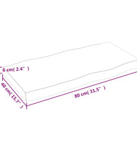 Tischplatte 80x40x(2-6) cm Massivholz Unbehandelt Baumkante