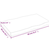 Tischplatte 80x50x(2-6) cm Massivholz Unbehandelt Baumkante