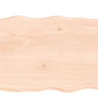 Tischplatte 80x60x2 cm Massivholz Eiche Unbehandelt Baumkante