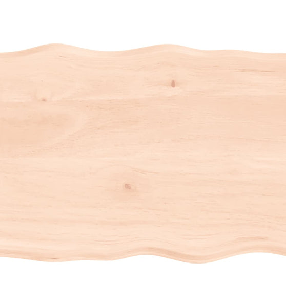Tischplatte 80x60x2 cm Massivholz Eiche Unbehandelt Baumkante