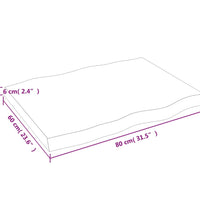 Tischplatte 80x60x(2-6) cm Massivholz Unbehandelt Baumkante