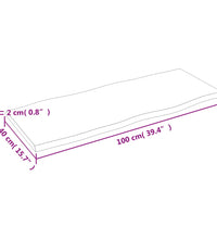 Tischplatte 100x40x2 cm Massivholz Eiche Unbehandelt Baumkante