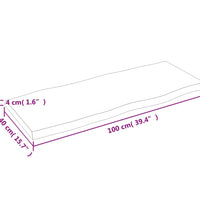 Tischplatte 100x40x(2-4) cm Massivholz Unbehandelt Baumkante