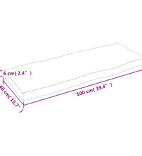 Tischplatte 100x40x(2-6) cm Massivholz Unbehandelt Baumkante