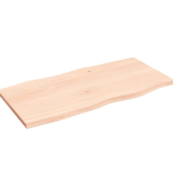 Tischplatte 100x50x2 cm Massivholz Eiche Unbehandelt Baumkante